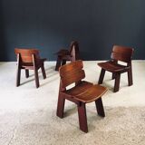Constructivist Oak Dining Chairs, Belgium, 1960s, Set of 4