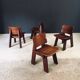Constructivist Oak Dining Chairs, Belgium, 1960s, Set of 4