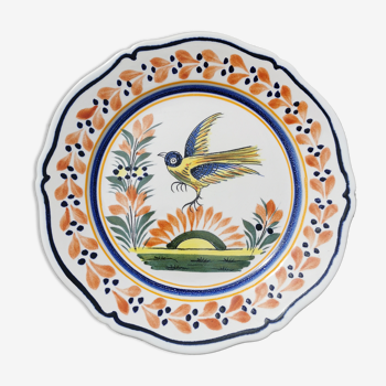 Assiette décorative en faïence, décor d'oiseau, Henriot de Quimper, Ile de Bréhat
