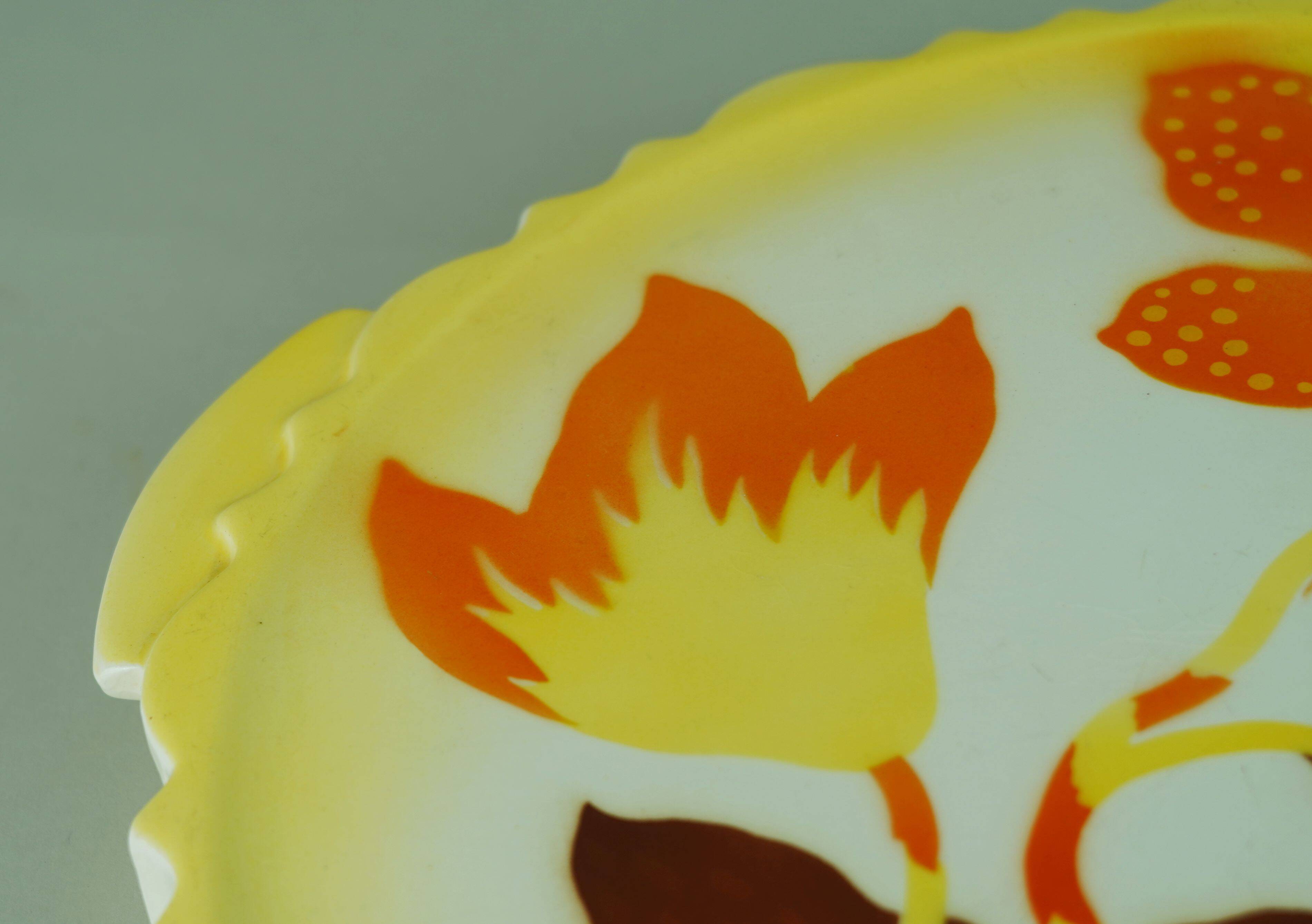 Cake plate by th. paetsch floral spray-painted decoration art deco