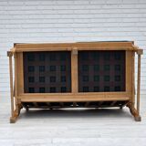 1970s, Scandinavian 2-seater sofa, furniture wool, solid oak wood.