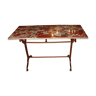 Table bistrot vers 1900 en fonte et plateau marbre rouge du languedoc