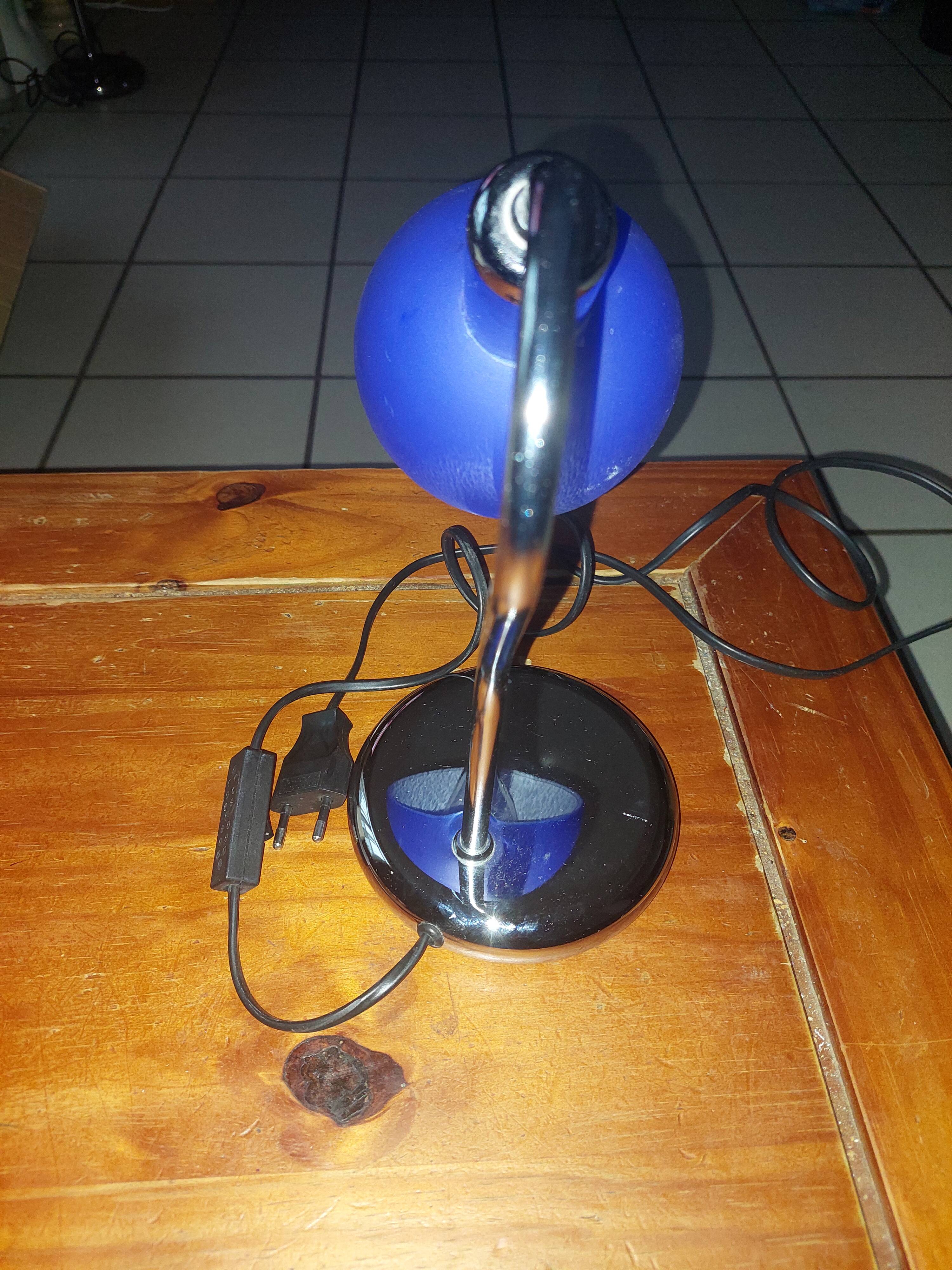 Table lamp chromed metal and glass globe used