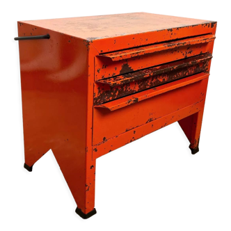 Caisse à outils - servante d’atelier -  vintage orange