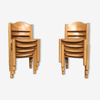 8 chaises enfant vintage rétro années 60 mobilier en bois