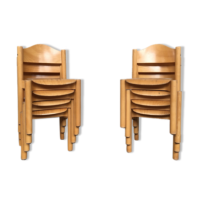 8 chaises enfant vintage rétro années 60 mobilier en bois