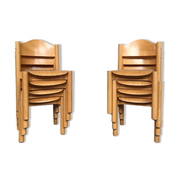 8 chaises enfant vintage rétro années 60 mobilier en bois