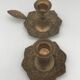PAIR of BRASS table CANDLE HOLDERS with Flower Patterns