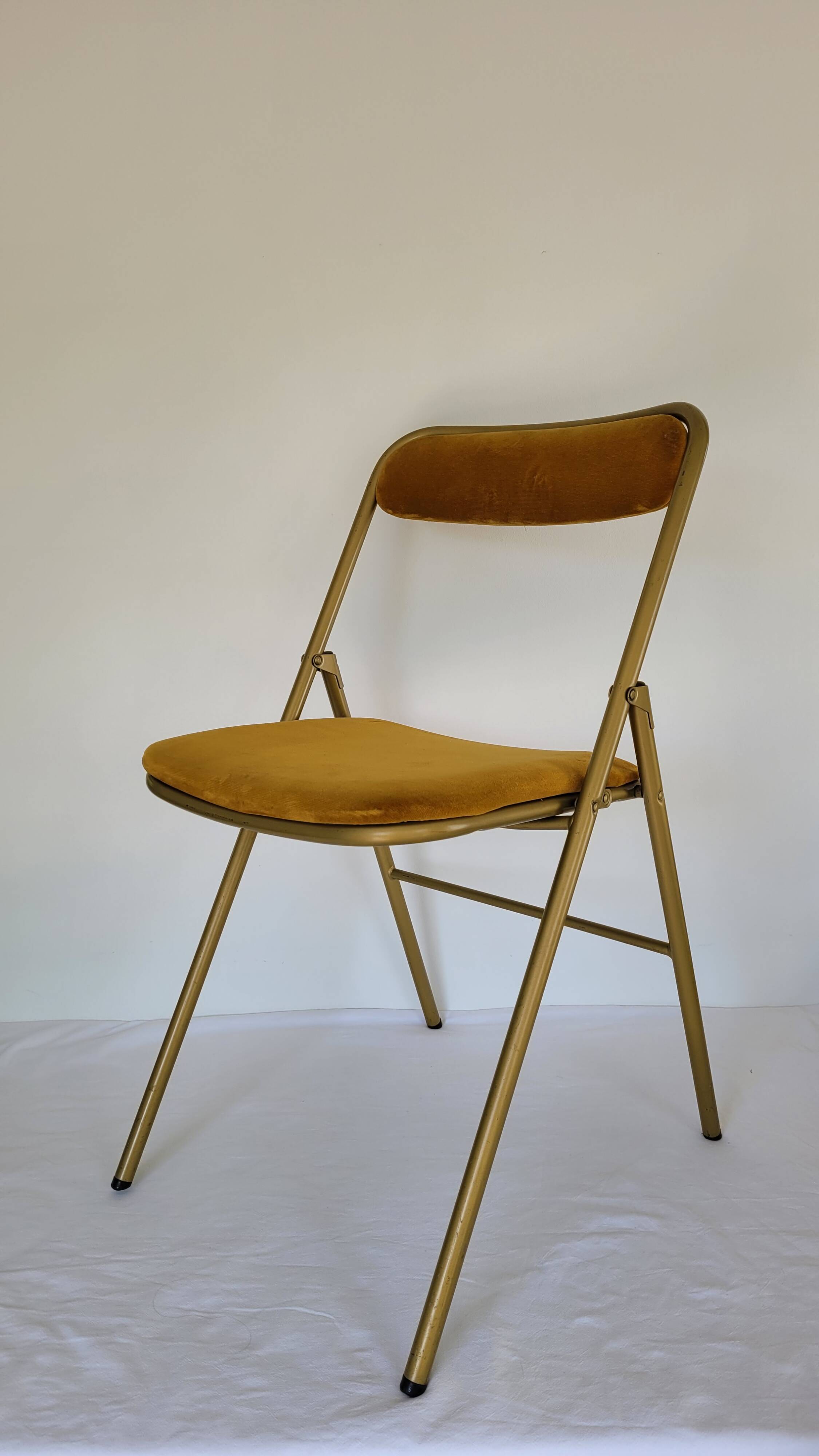 Folding chair Souvignet velvet and metal