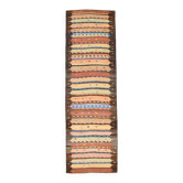 Tapis kilim vintage fait main à rayures colorées en laine, 121x395 Cm