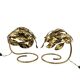 Hollywood regency set of 2 brass leaves table lamps, Bottega Gadda Italy, 1970s