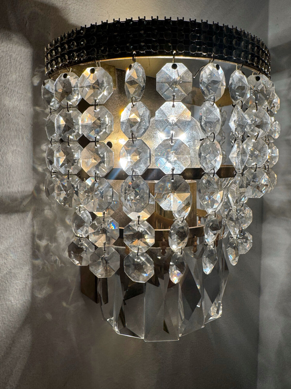 1970s brass pendant wall lights