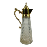 Crystal ewer with diamond tip and gilded metal - decanter - Italy 1930 - Art Deco