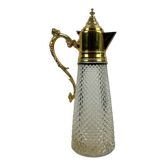 Crystal ewer with diamond tip and gilded metal - decanter - Italy 1930 - Art Deco