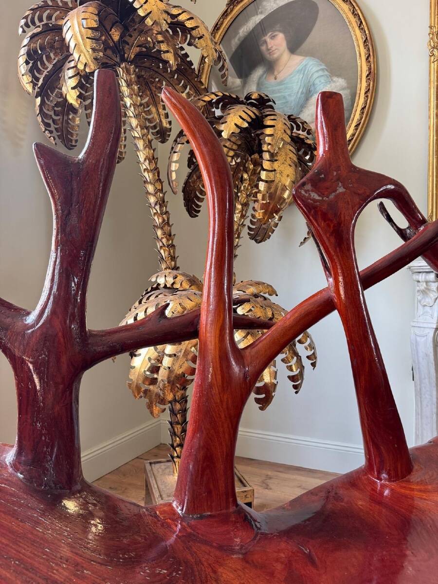 Rosewood bench, Italian work from the 1970s.