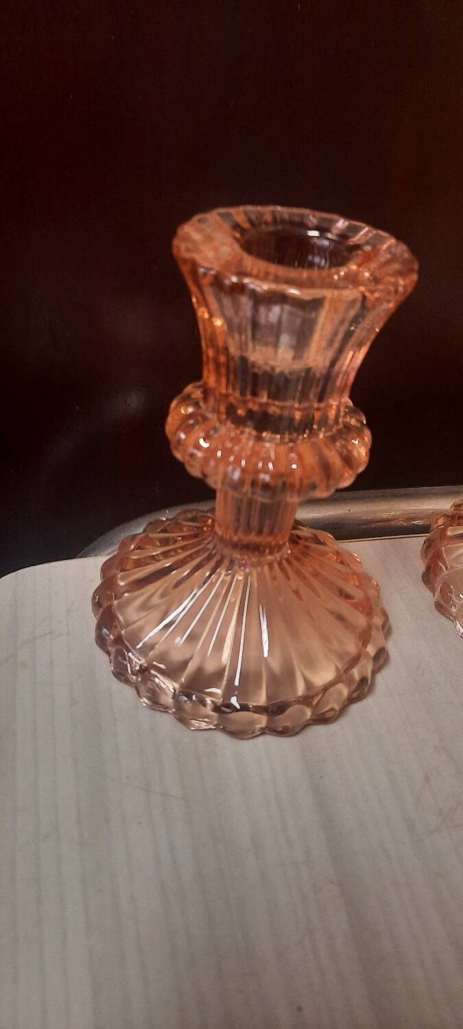 Pair of glass candlesticks