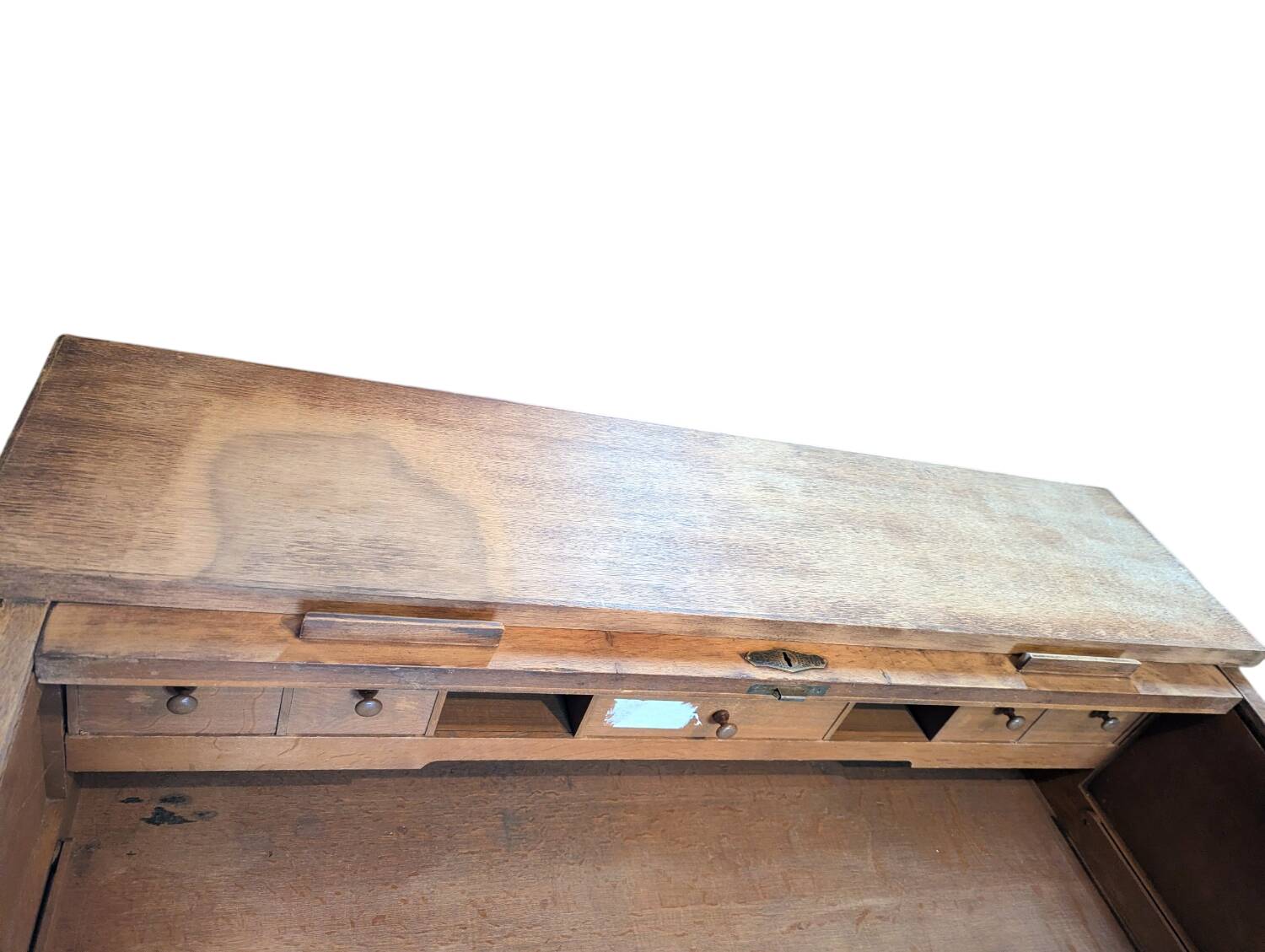 Rare American Bureau with Curtain "Gradiam" in Oak – Vintage Rolltop Style