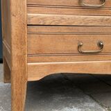 Parisian hotel wardrobe with bevelled mirror, solid raw oak, 1920.