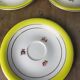 3 Gien earthenware cups and saucers decorated with flowers