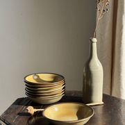 Bouteille vintage en grès beige moucheté H31