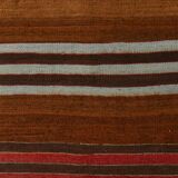 Brown & Orange Stiped Mid Century Vintage Kilim Rug, 75x387 Cm