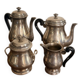 Service à café, thé vintage en métal argenté style Louis XVI
