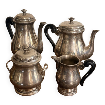 Service Café Thé Métal Argenté Louis XVI Vintage Orfèvre Cafetière Théière