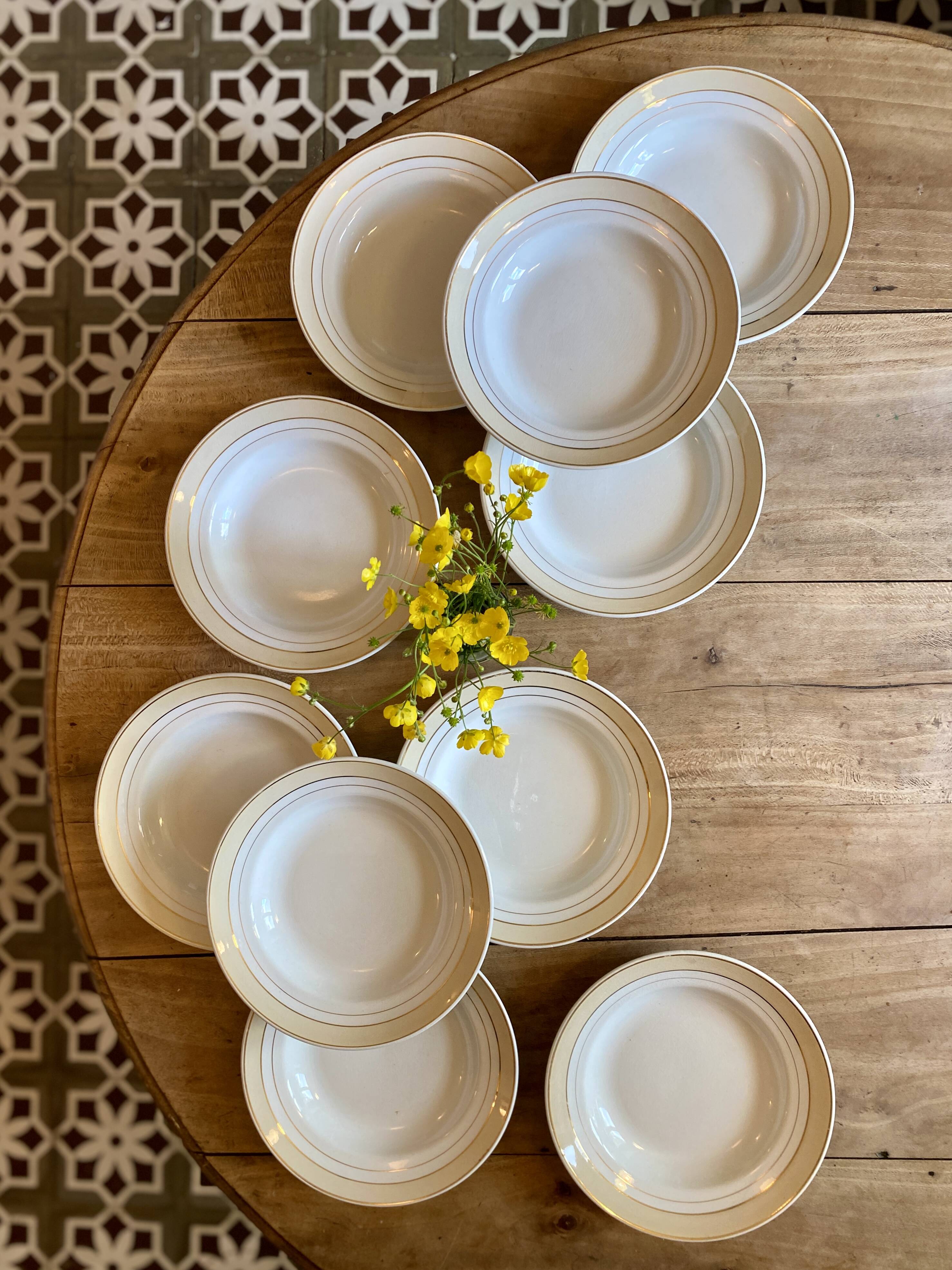 Lot of 10 vintage hollow plates - Lunéville -