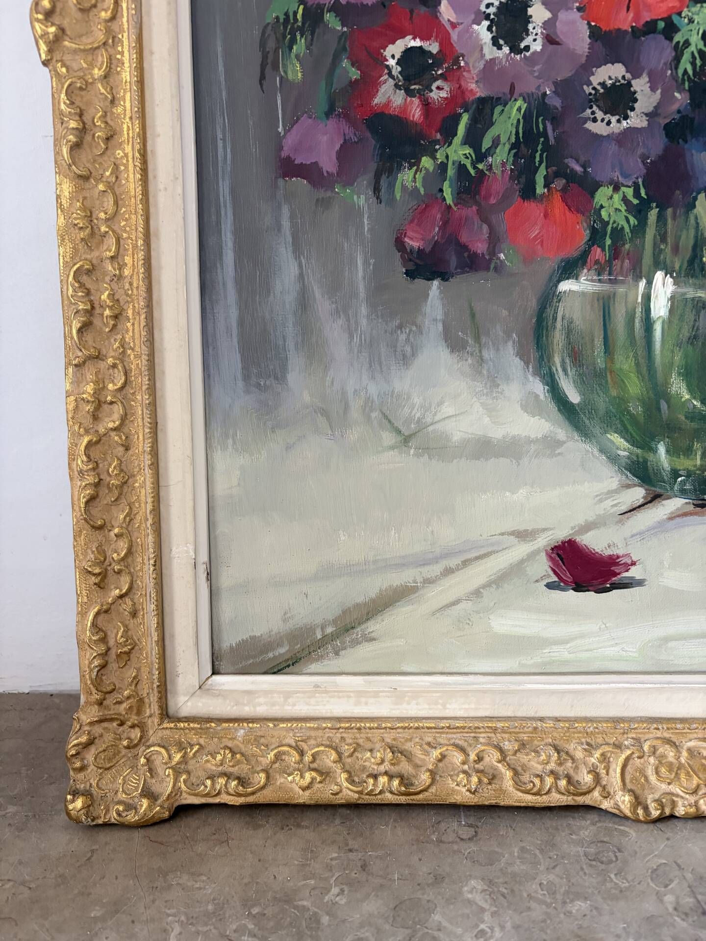 Oil on canvas "Anemones" signed Henry Joseph Pauwels.