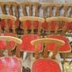 Set of 12 vintage 1960s red leatherette bistro chairs