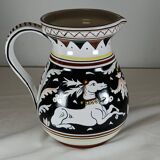 Archaic Italian pitcher from Siena in hand-painted ceramic – animal decoration