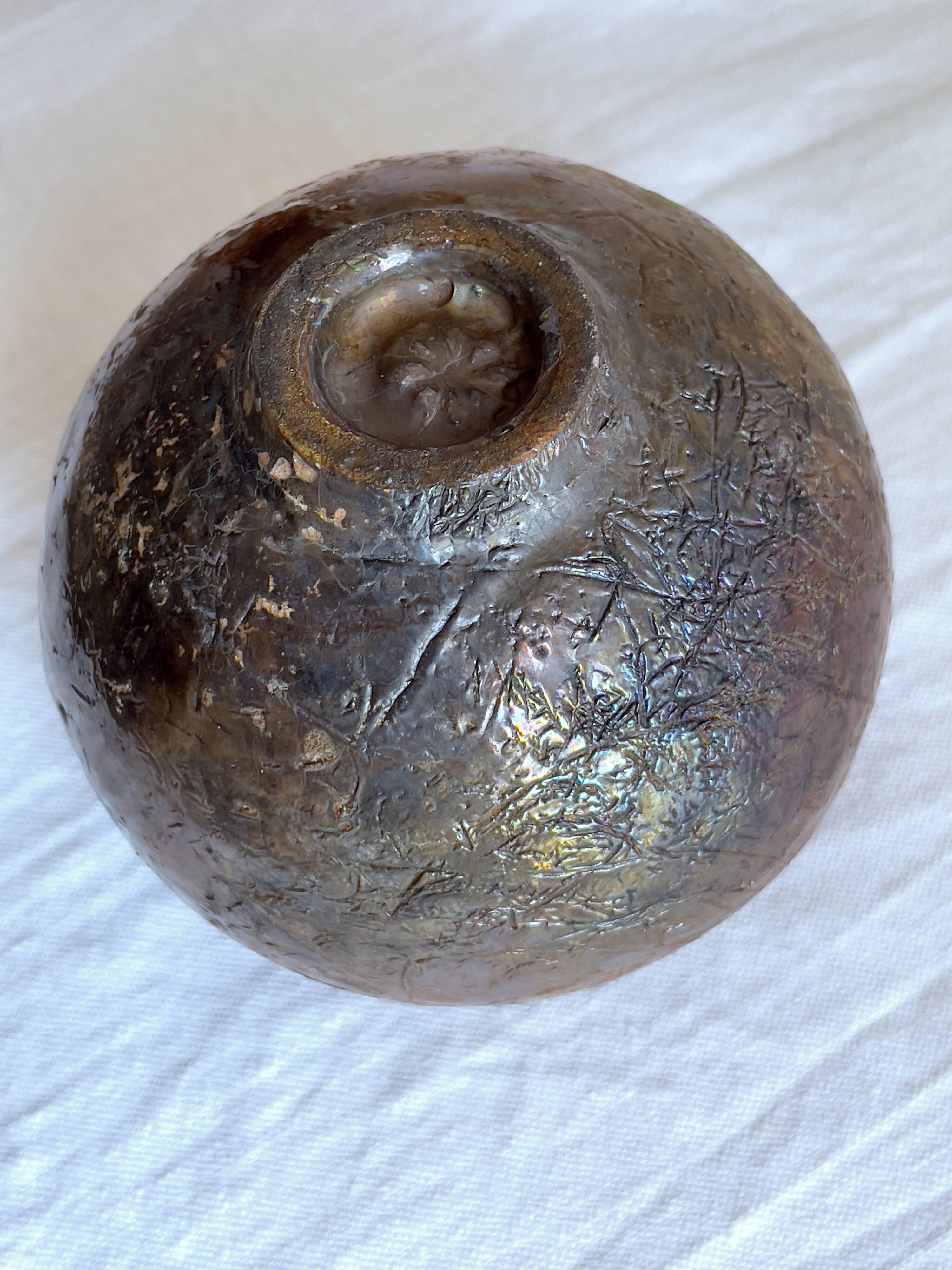 Boulle vase in cracked stoneware by GBG, Gisèle Buthod-Garçon 1984