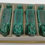 12 green ceramic horse pattern knife holders