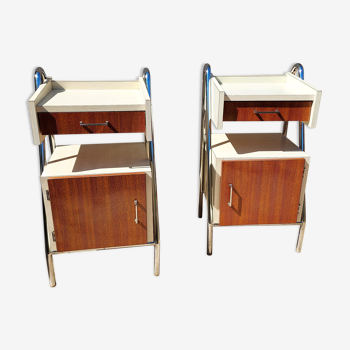 Pair of chrome boarding bedsides