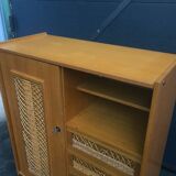Convenient wardrobe in wood and rattan