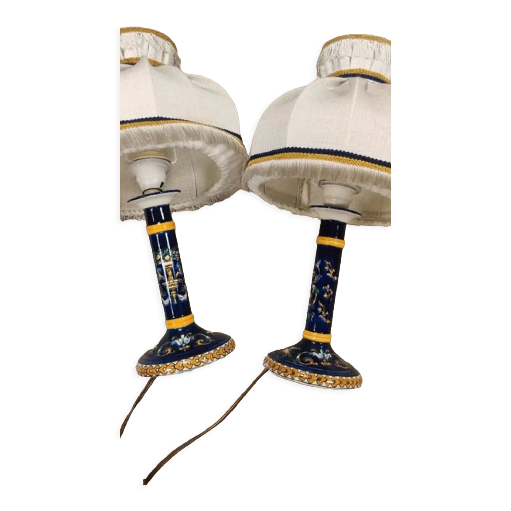 Pair of Gien porcelain bedside lamps