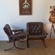 Norwegian Easy Chairs in Leather by Jon Hjortdal, Velledalen. Set of 2.