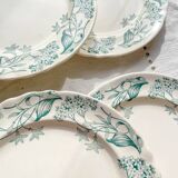 Set of 6 Antique Flat Plates Terre de Fer "Lilac" - Longchamp 19th Century