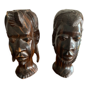 Paire de bustes africains - ebene