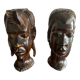 Pair of African ebony busts from Madagascar, 1930s