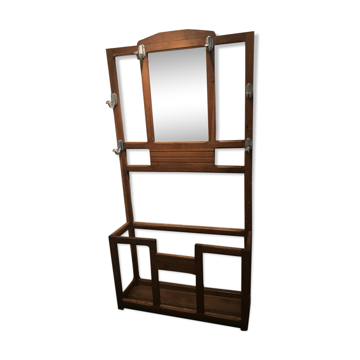 Art deco period solid oak coat rack