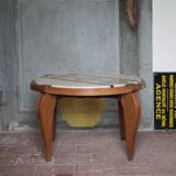 Art Deco wooden coffee table, marble top living room table, side table.