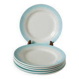 Set of 5 Tie & Dye Blue dessert plates, 1960
