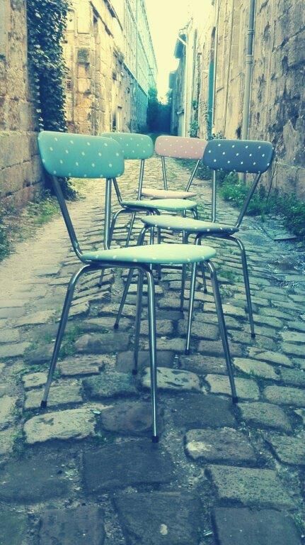 Set of four vintage chairs from the 1960s.