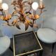 70s Hollywood Regency style gold-plated brass chandelier