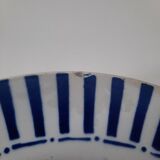 Compotier ancien en faïence, service monique c.m paris rayé bleu