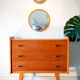 Chest of drawers year 60-70, compass foot, blond oak