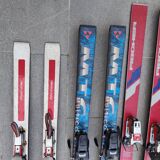 3 pairs of vintage skis: Rossignol Strato, ST 650 & Fischer.