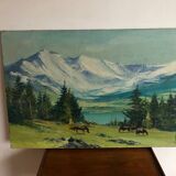 Mountains and horses painting
