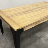 Industrial extendable dining table in wood and metal, 10/12 place settings